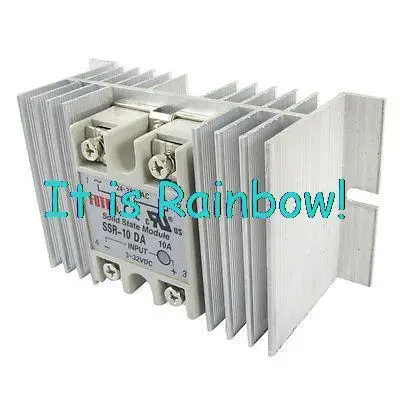 

Free Shipping DC-AC Single Phase Solid State Relay SSR 10A 3-32V 24-380V w Aluminum Heat Sink