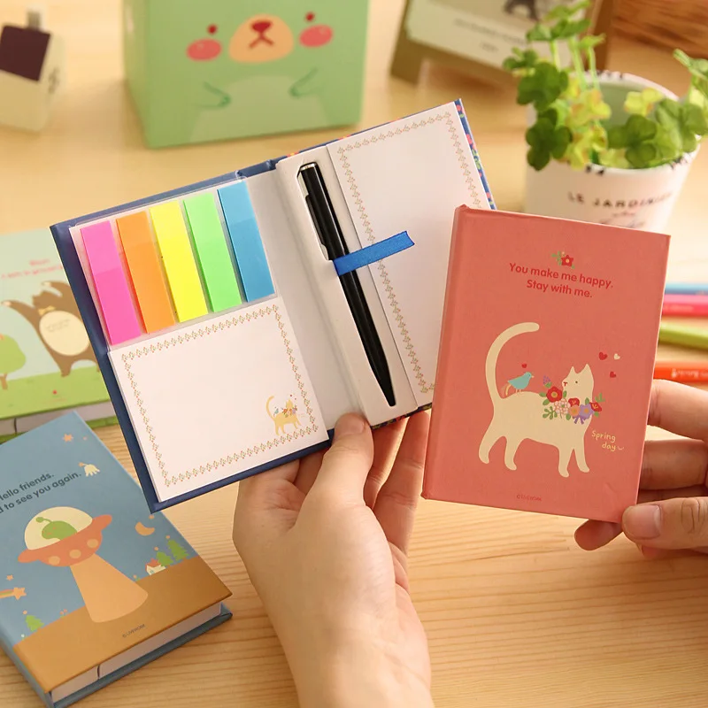 

Creative Hardcover Memo Pad Post It Notepad Sticky Notes Architecture Stationery Diary mini Notebook Office School Supplies pen