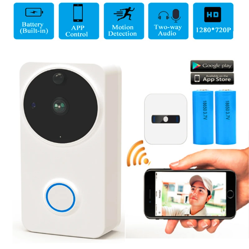 

IP Video Intercom Video Doorbell Wireless WiFi Door Bell Ring Monitor Alarm Door Phone PIR IP Camera Battery two-way Audio 720P