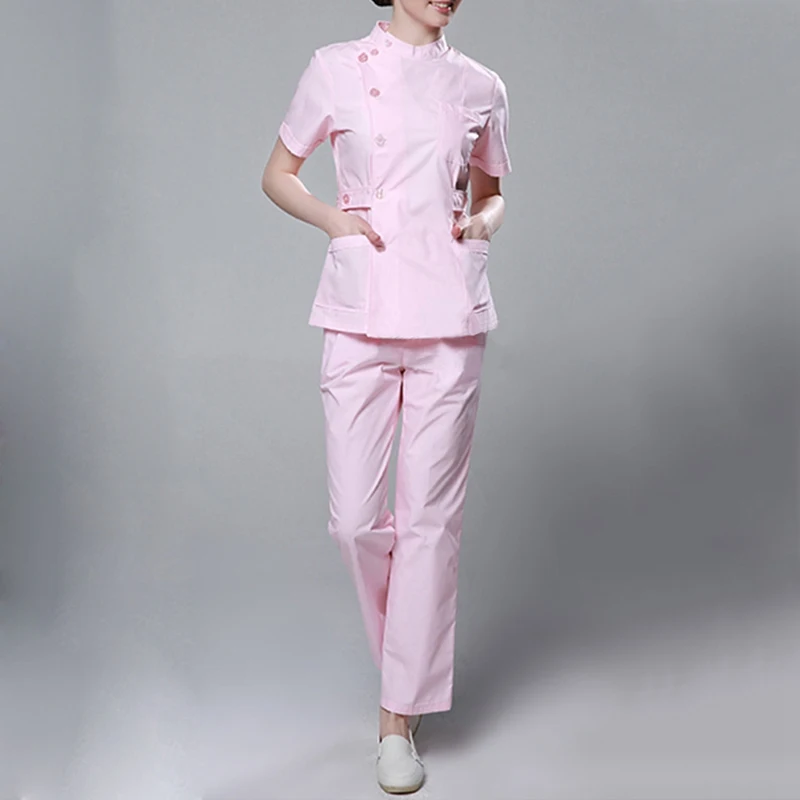 Больничные хирургические костюмы для женщин, скрабы для кормления, униформа для салонов красоты, Женское пальто с коротким рукавом+ штаны, медицинская одежда для медсестры