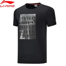 Li-Ning мужской топ с коротким рукавом для бега 81% полиэстер 19% спандекс на сухой подкладке, спортивные крутые футболки ATSP121 MTS3106