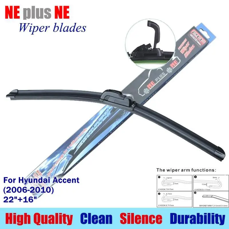 Wiper blades for Hyundai Accent (2006 2010) 22"+16" Rubber fit standard