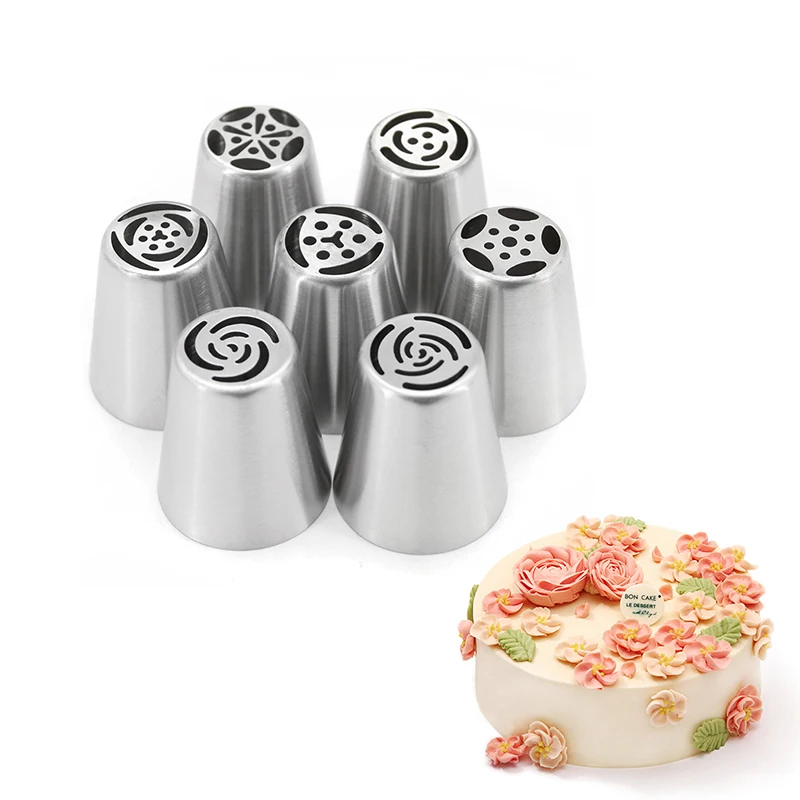 

7 pcs/set Big Russian Tulip Pastry Tips Cake Decorating Tools 304 Stainless Steel Cream Piping Nozzles Kitchen Cooking Tools