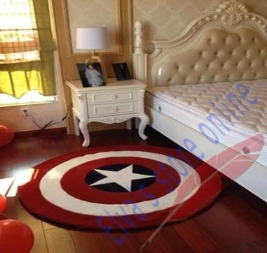 

90cm 100cm Captain America Shield Carpet Cartoon Circle Handmade Living Room Parlor Hallway Bathroom Mats Rugs Cushion