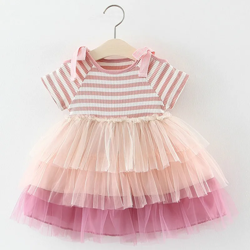 

Girls Dress 2019 Summer Girl Birthday Dress Newborn Baby Cute Cupcake Striped Princess Dresses Girl Children Clothing