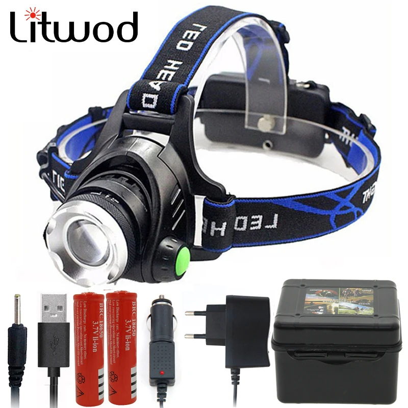 

Litwod z20568D LED XML L2 led headlamp Headlight zoom head flashlight torch adjustable head lamp 18650 battery front lights