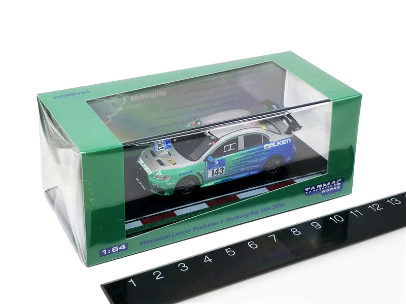 Tarmac работает 1:64 Mitsubishi Lancer Evo X Nurburgring 24H #143 литая модель автомобиля|Наземный