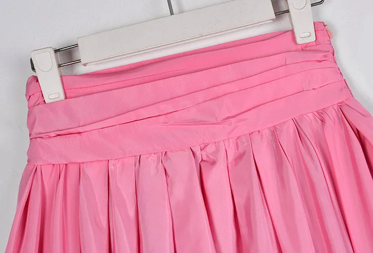 Неделя мод розовая женская юбка мода высокая нижняя юбка с высокой талией юбка с длинной складкой