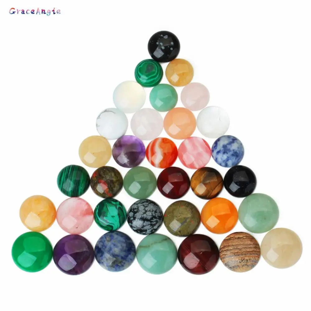 GraceAngie 10 шт. 4 мм 8 круглая плоская спина кабошон Натуральный Камень Смешанные