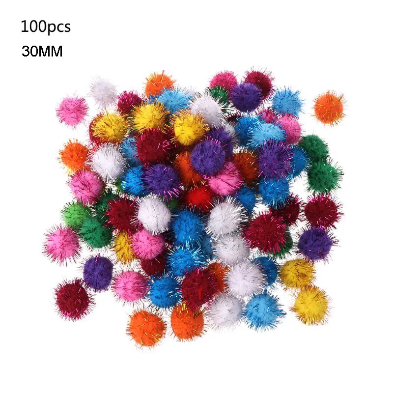 Мини пушистые мягкие помпоны блестящие шарики ручной работы детские игрушки DIY товары для шитья и рукоделия смешанные цвета - Цвет: 30mm (Polypropylene)