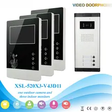 YobangSecurity Wired 4.3″ Inch Monitor Video Door Bell Phone Intercom Home Gate Entry Security Kit System For 3 Unit Apartment