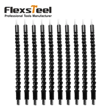 

10pcs 1/4" Hex Shank 30CM 12" Length Flexible Screwdriver Holder Drill Bit Extender with Magnetic Quick Connect Drive Shaft Tip