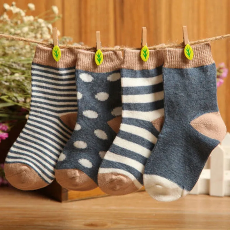 4 пар/упак., новые милые зимние теплые мягкие хлопковые носки для новорожденных и малышей от 0 до 3 лет мягкие гетры - Цвет: Bule 0 to 6 months