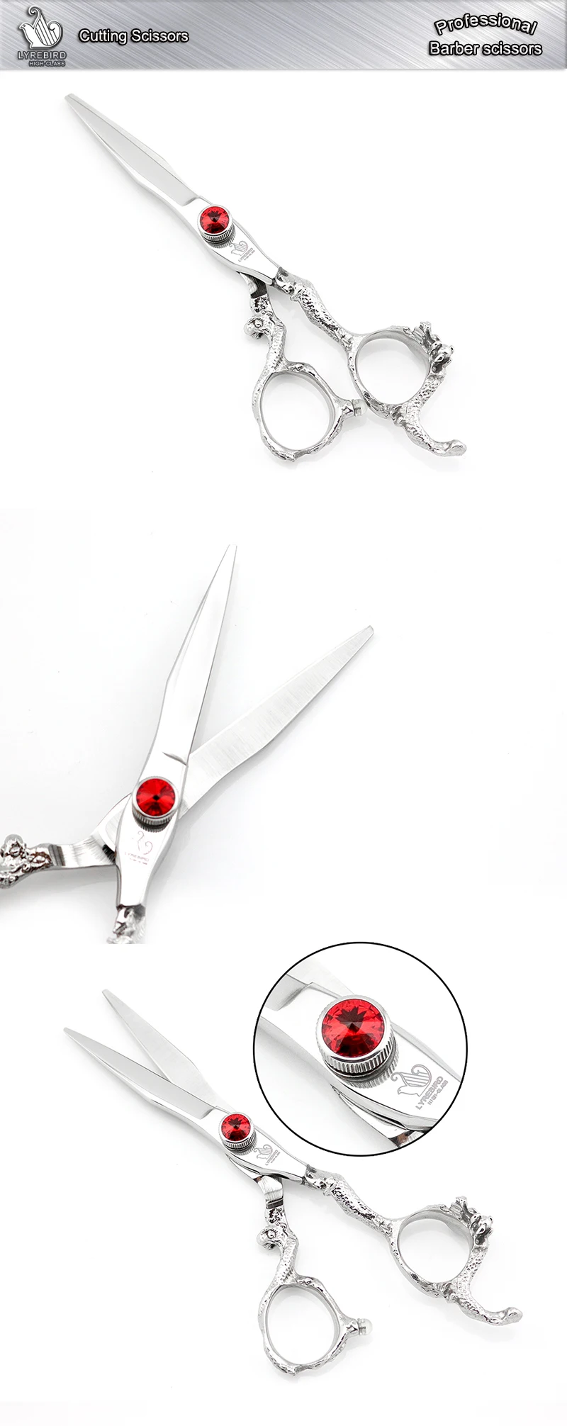 Профессиональные ножницы для волос 5,5 дюймов 6 дюймов Япония Парикмахерские ножницы большие зубы филировочные ножницы Дракон ручка lyrebird Высший