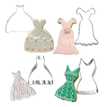 5 Styles en acier inoxydable mariage femme robe emporte-pièces Fondant Biscuits coupe outils décorations