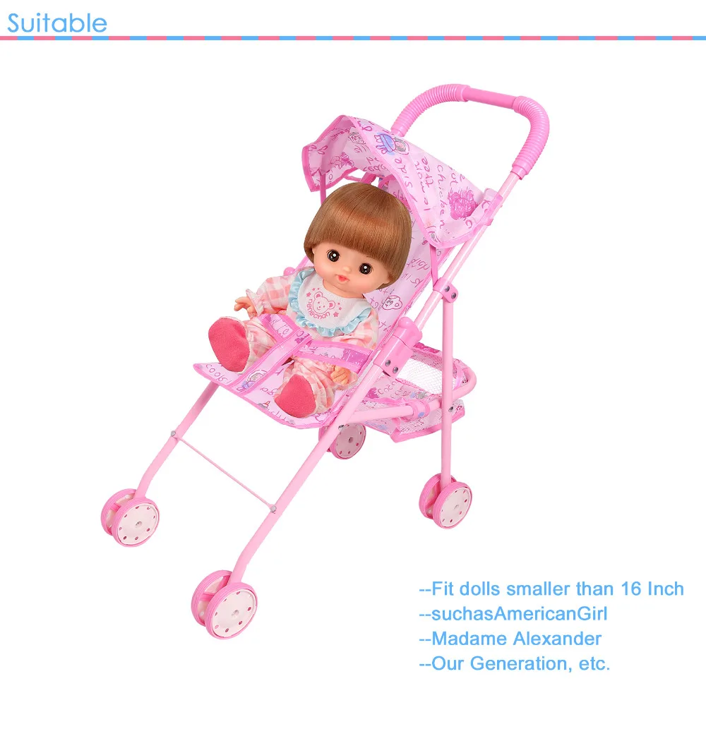 Carrinho de Criança Carrinho de Bebê Carrinho de Bebé Carrinhos para Bonecos Móveis para Crianças Presentes para Crianças Boneca Dobrável Bebê Seguro Fingiu Jogo Brinquedos 10 Carrinho de bebê carrinho de criança dobrável