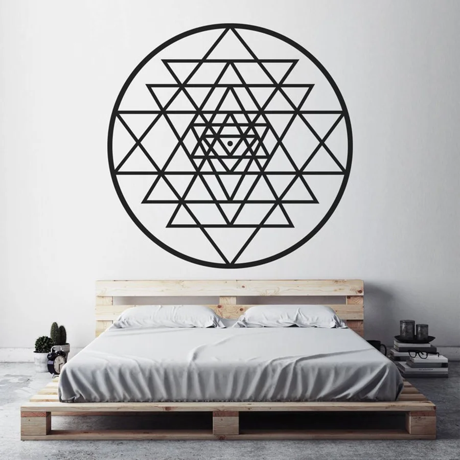 

Sri Yantra Wall Art Sticker Meditation Spiritual BedRoom Wall Decor Sacred Geometry Art Mural Home Decor Removable Decor N227