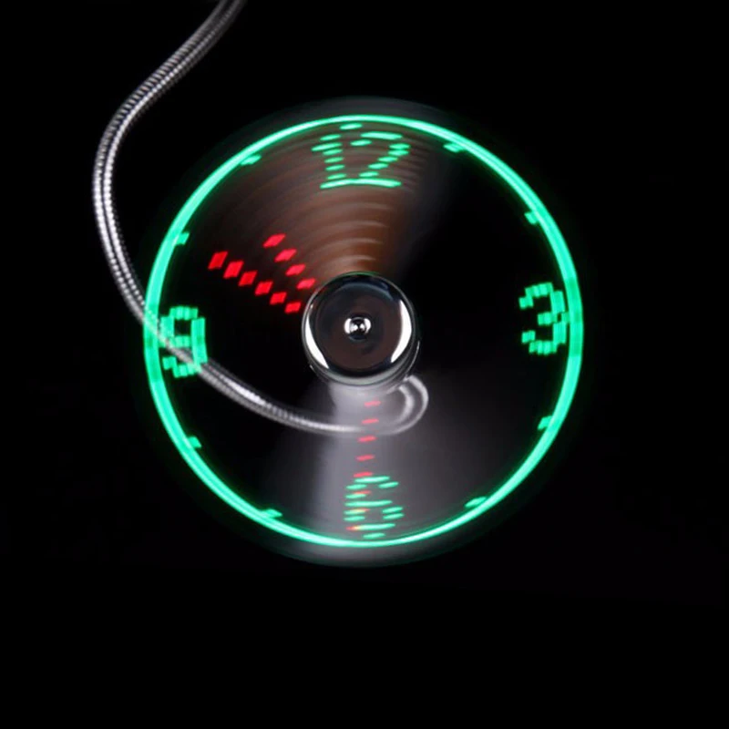 Handheld font b Mini b font USB Fan Portable Gadgets Flexible Gooseneck LED Clock Cool For