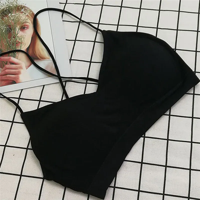 2018 Summer Autumn Women workout camisole bandage Crop top black white Modal Strap Fashion Backless fitness tank tops women