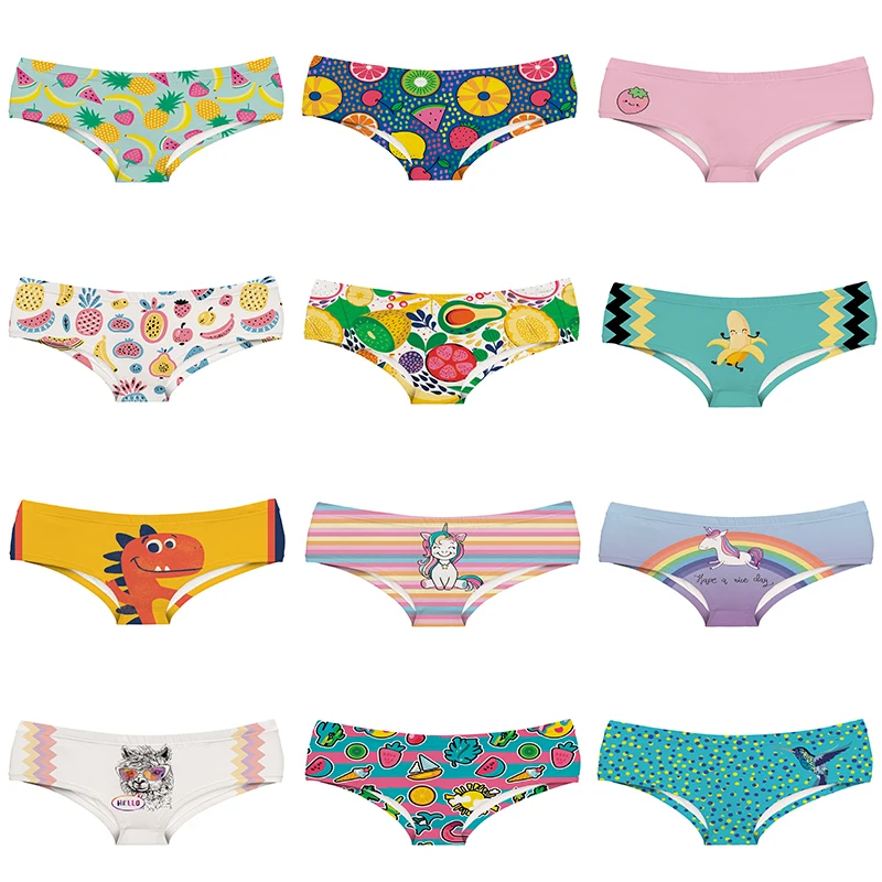 

Cute Cartoon Fruit Women Panties Happy Banana Llama Zigzag Lady Underwear Unicorn Dinosaur Hummingbird Girl Briefs