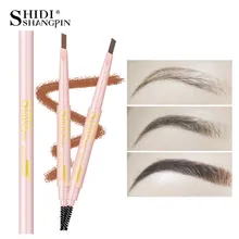 LANJINGLIN, 4 цвета, двухсторонний карандаш для бровей, водостойкий, стойкий, не цветущий, вращающийся, треугольный, для бровей, тату, ручка
