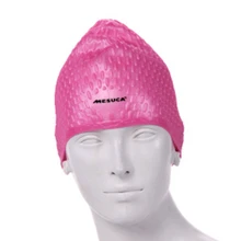 Mesuca 2016 New Women Pink Waterproof Silicone Swimming Swim Cap Bathing Hat