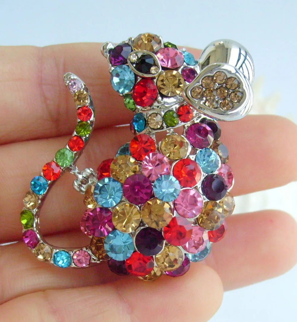 

Lovely Mouse Rat Animal Brooch Pin Multicolor Austrian Crystal Pendant EE03276C2