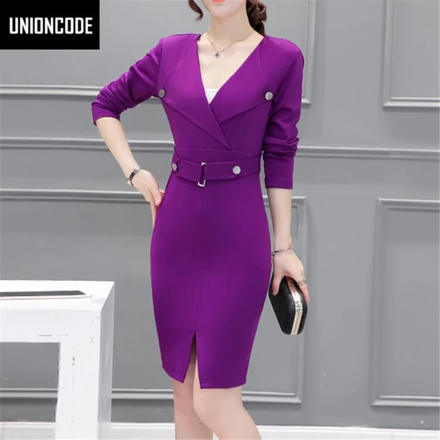 purple office dress