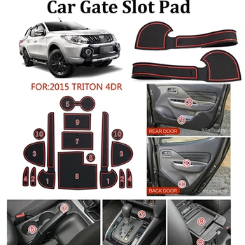 

15pcs Anti Non Slips Car Door Groove mats for MITSUBISHI TRITON 4DR Car-styling Car Gate slot mats Door Pad/Cup mat Silica Gel