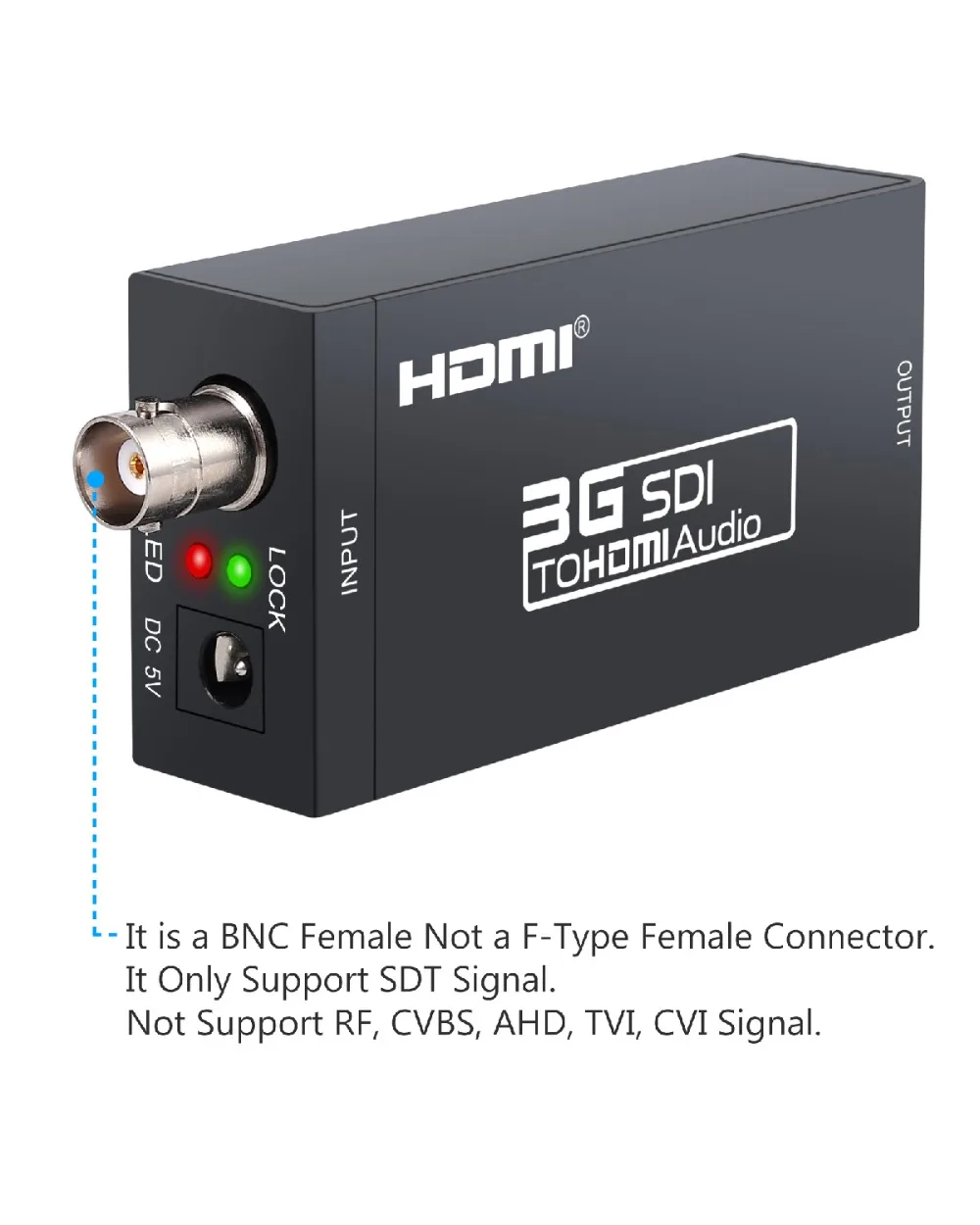 Proster SDI to HDMI Converter Adapter,1080P SDI to HDTV Audio Converter for SD-SDI, HD-SDI and 3G-SDI signals DAC Converter