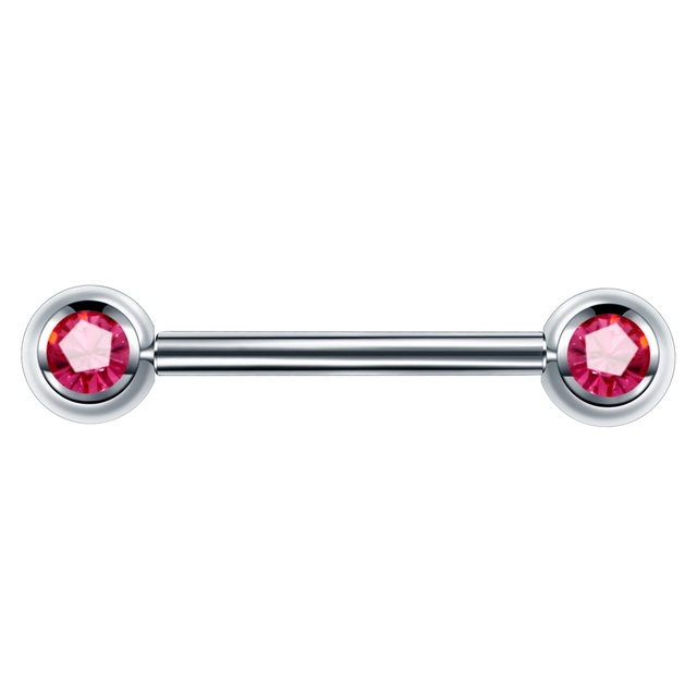 1PC G23 Titanium Crystal Gem Assorted Colors Tongue Barbell Piercing Rings Internally Thread Nipple Barbell Fashion Jewelry