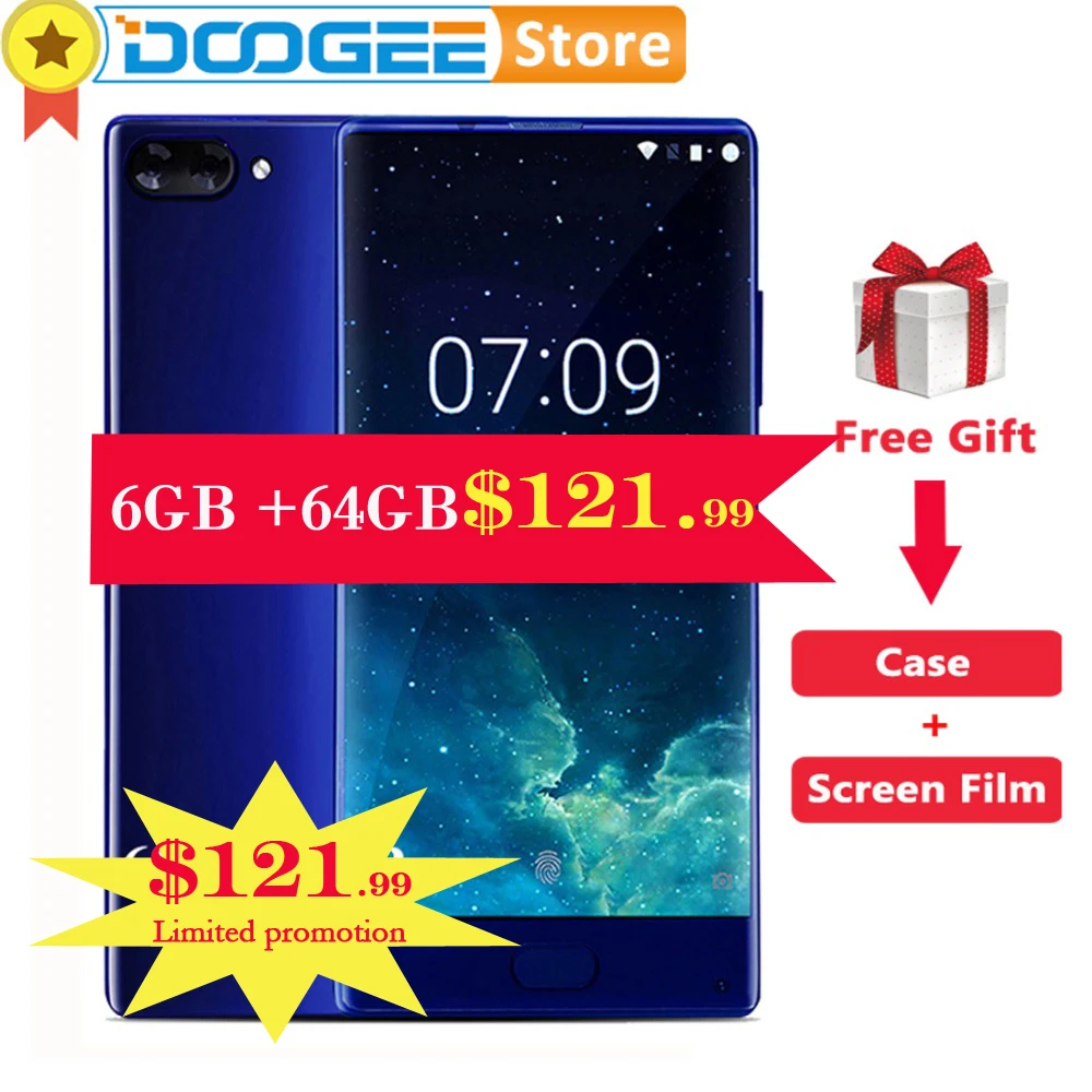 DOOGEE MIX 6 ГБ 4G B Android 7 0 смартфон 5 ''AMOLED MTK Helio P25 Восьмиядерный 16MP + 8MP 3 камер