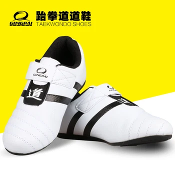 

Standard Taekwondo Shoes men white leather sport Shoes Training Sneaker Fitness Body Building Adult Kids Good Quality GYM Shoes