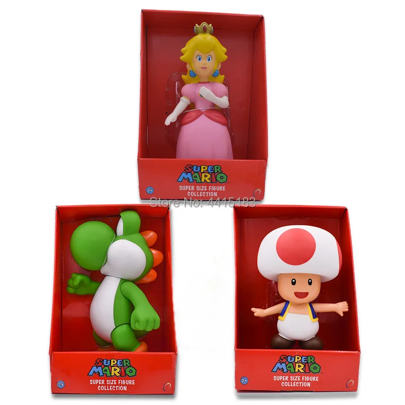 7 Styles Anime Figura Super Mario Bros Mario Luigi Yoshi Toad Princess Peach PVC Action Figure Doll Collectible Model Baby Toy