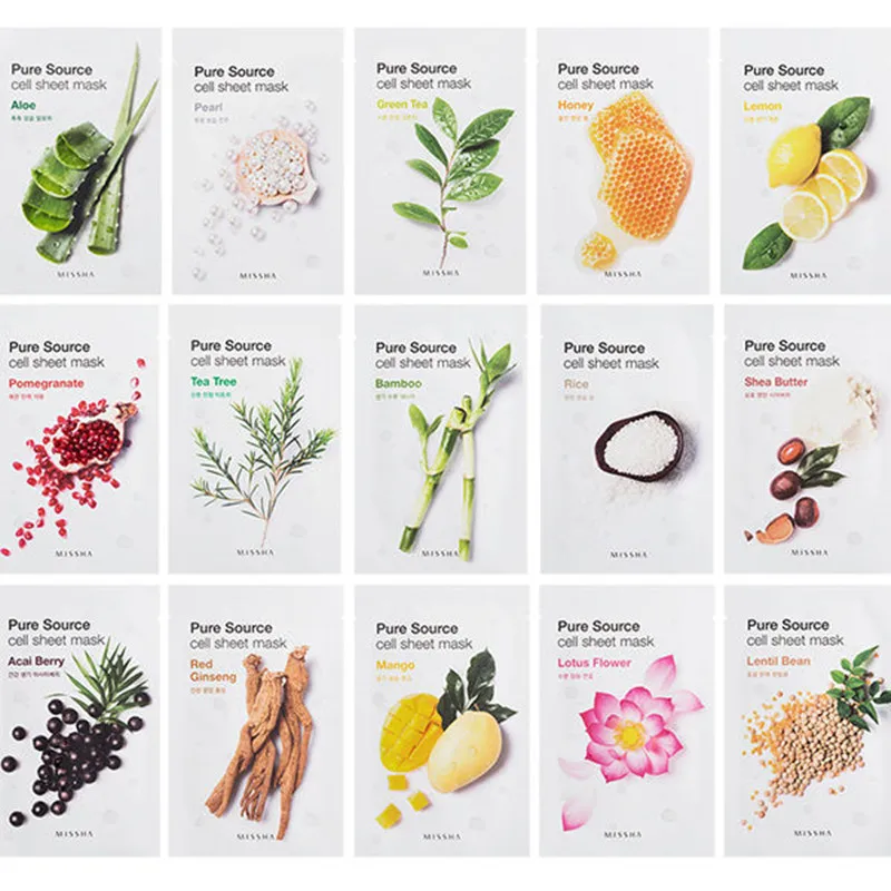 

5pcs/lot MISSHA Pure Source Cell Sheet Mask 21g Korea Costmetic 15 Smells for Choice Moisturizing Skin