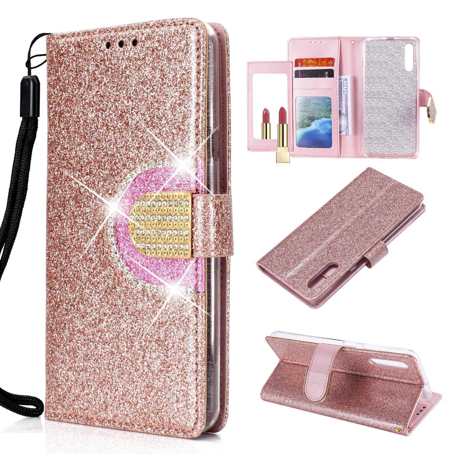 

Leather Phone Case For Samsung Galaxy A50 Flip Case Cover For Samsung Galaxy A50 A 50 2019 Phone Bag Coque Funda SM-A505F Pink