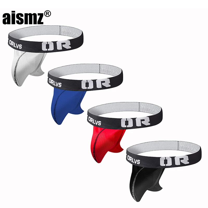 Aismz 2019 Gay Jockstrap 4 шт./лот нижнее белье с кольцом петуха сетчатые мужские трусики