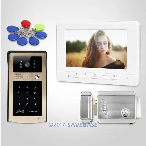 HOMSECUR 7\ Video Door Entry Security Intercom with Keyfobs Password Keypad for Apartment XC004-G+XM707-W