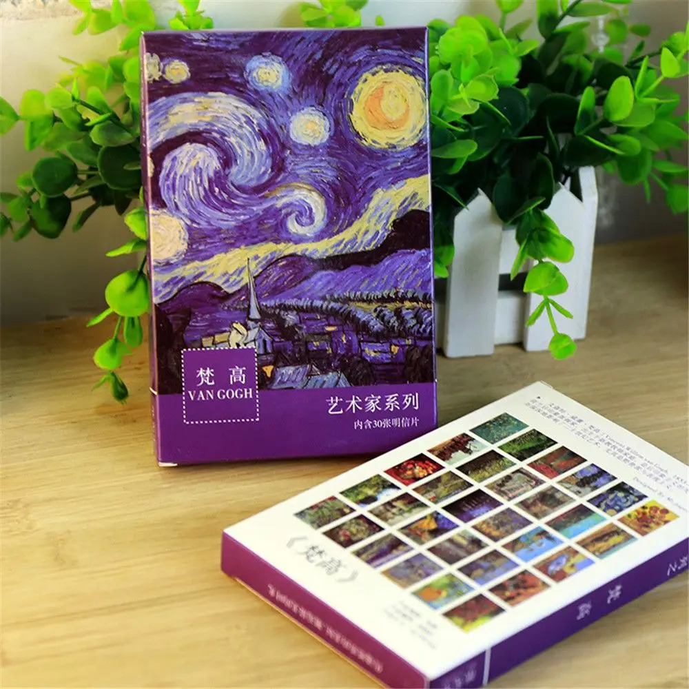 30pcs Cute Oil Painting Greeting Cards Mini Postcard Birthday Letter Paper Set Kawaii Stationary Envelope Gift Message Note Card|Бумага для