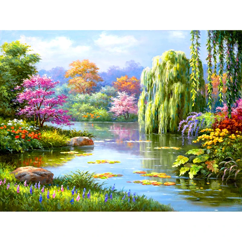 

Full Square/Round Drill 5D DIY Diamond Painting "spring tree landscape" 3D Embroidery Cross Stitch 5D Rhinestone Decor Gift