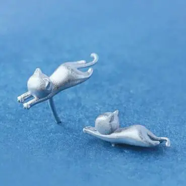 Женские серьги гвоздики из серебра 925 пробы с котом|cat stud earrings|fashion earringsstud earrings |