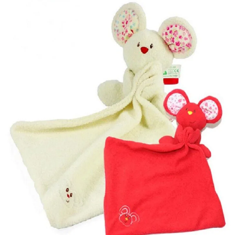

Cute Mouse Cloth Baby Comfort Toys White And Red Baby Toy Soft Baby Rattle Cute Mouse Cloth Baby Comfort Toys
