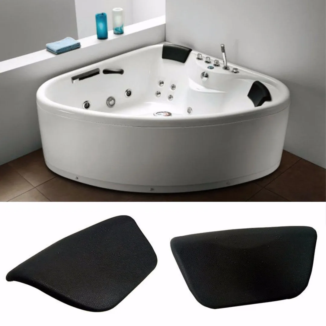 JX-LCLYL PU Bath Pillow Bathtub Spa Head Rest Neck Support Back Comfort Gift Tub Black