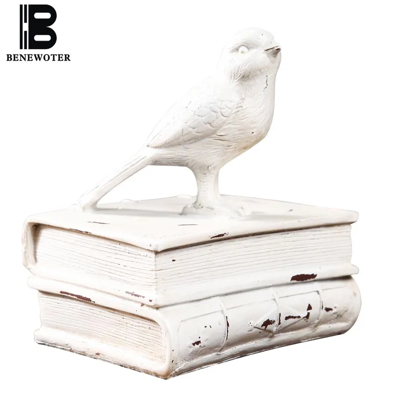 

2PCS/Lot Pastoral Style Natural Resin White Bird Office Desk Decoration Crafts Art Book Figurines Sent Friends Vintage Miniature