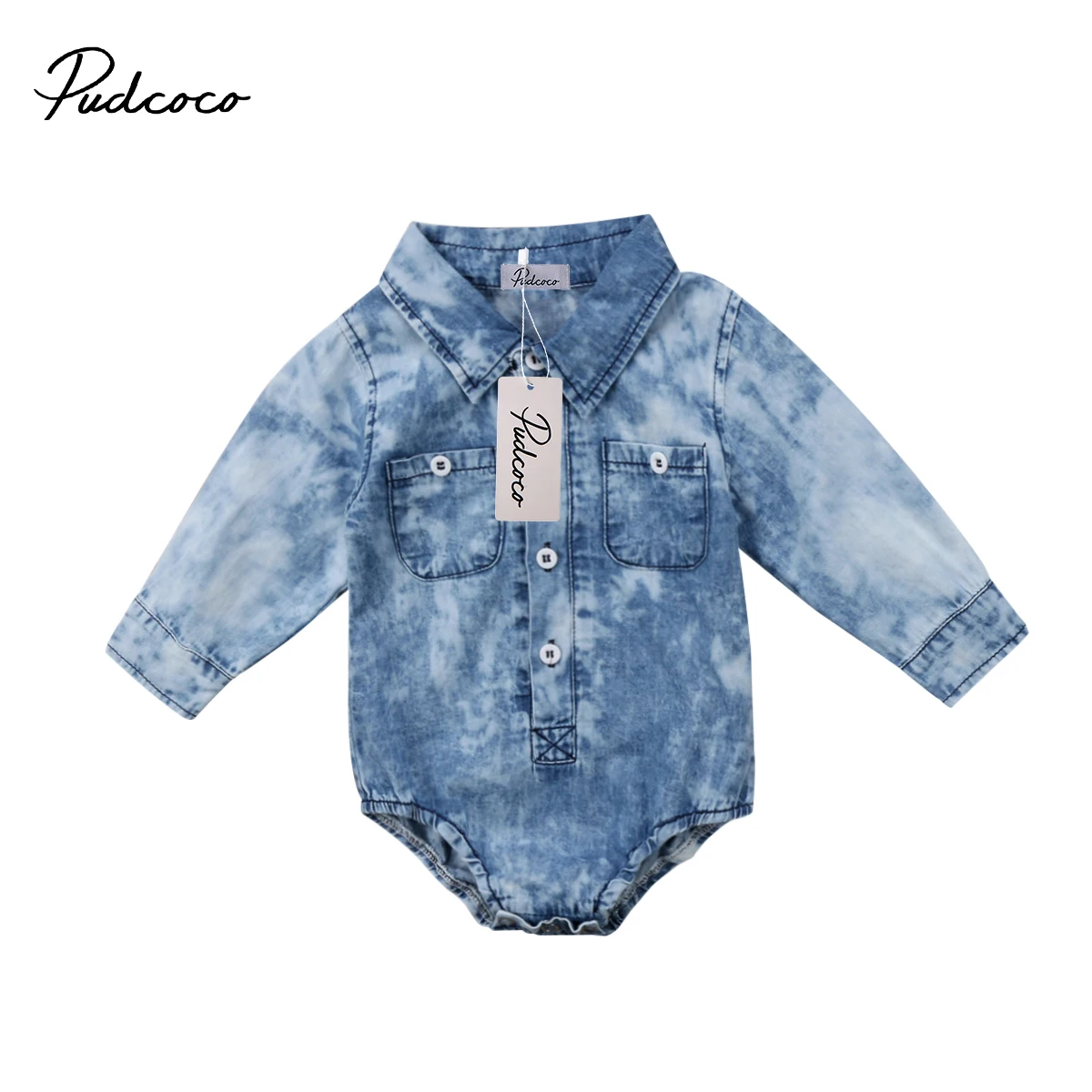 Pudcoco Newborn Toddler Baby Boy Denim Clothes Long Sleeve Button Up