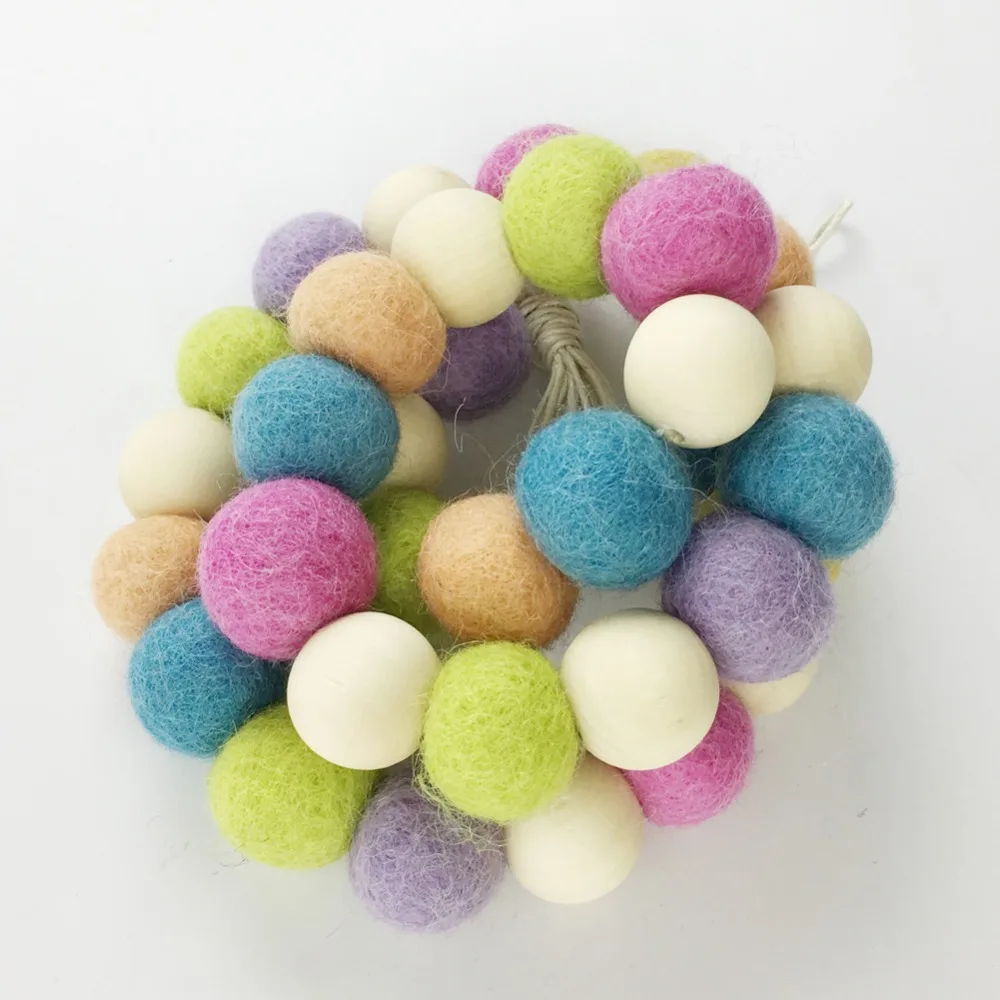 Buy Wool felt garland 20mm colorful Felt Pom Poms