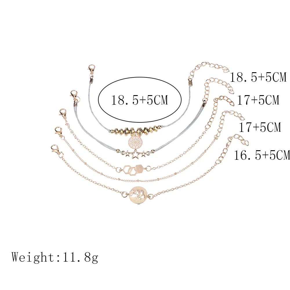 5 шт./компл. женские классические звезды карта геометрические Резные браслет с бусами набор пляжные Ретро ювелирные изделия вечерние аксессуары