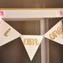 Пользовательские возраст цвет I Am One растяжки для стульчиков день рождения, детский душ бандаж детской комнаты праздничные гирлянды фотобудка