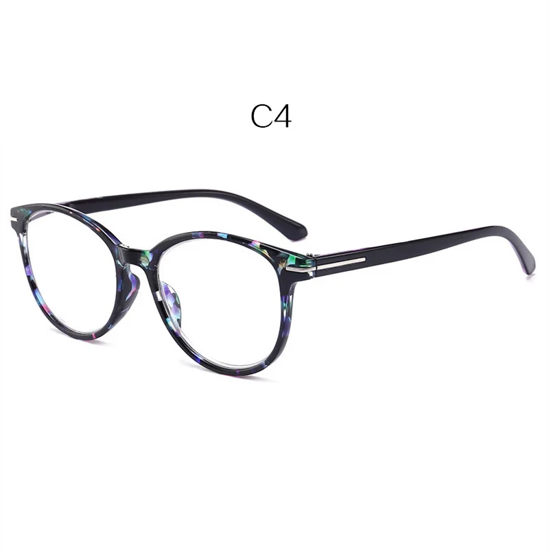 YOOSKE модные круглые очки для чтения, прозрачные женские небьющиеся очки, прозрачные линзы, высокое качество, очки по рецепту - Цвет оправы: C4