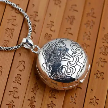 

S925 Sterling Silver Pendant gawu box wholesale Buddhist Scripture antique style evil Shurangama Mantra